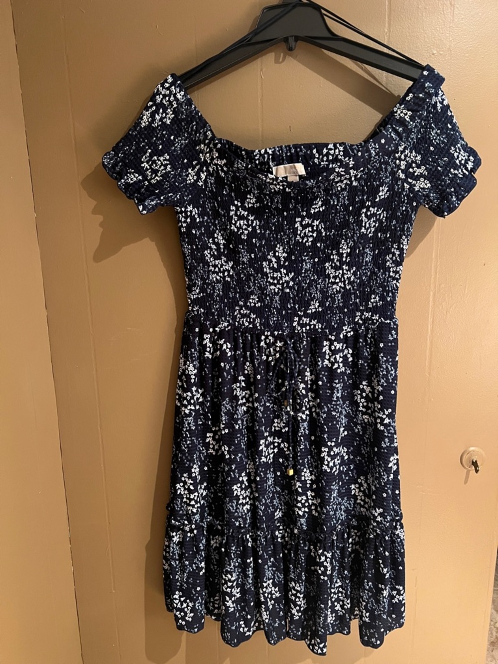 MICHAEL Michael Kors Women’s Navy and White Floral Tiered Dress